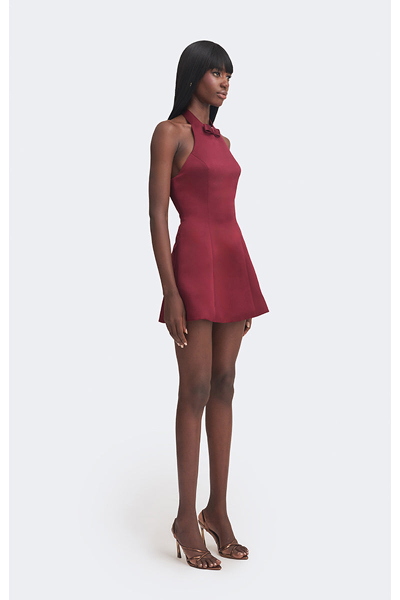 MINI BOW DRESS IN BURGUNDY