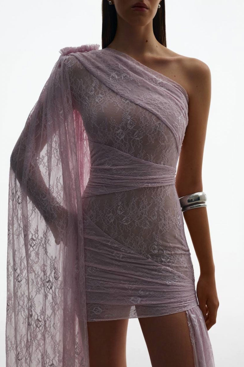 Blush draped panel mini dress by Santa Brands, stylish and elegant, featuring flowing fabric and a flattering fit.