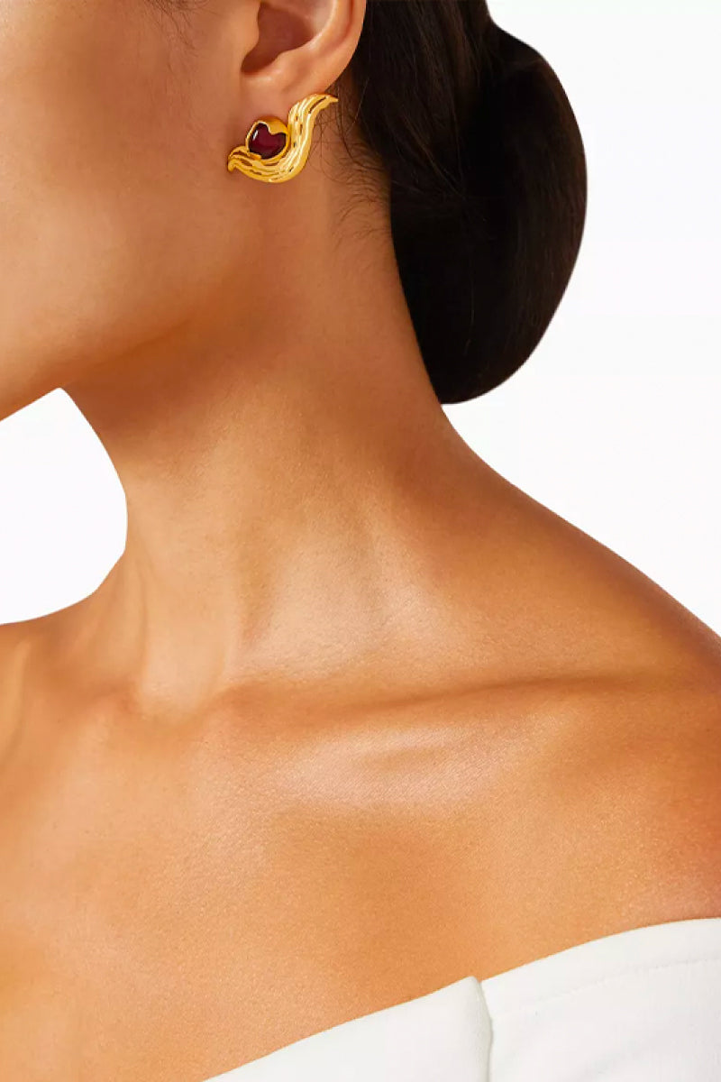 MINI GOLD AND RED METEORITE EARRINGS - CULT MIA