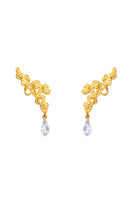 Mini gold riverstone earrings by Jude Benhalim featuring small, elegant riverstone gemstones set in a delicate gold design.