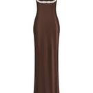 Dark brown mini bow gown by Stolen Stores featuring a stylish, elegant design and a flattering fit.