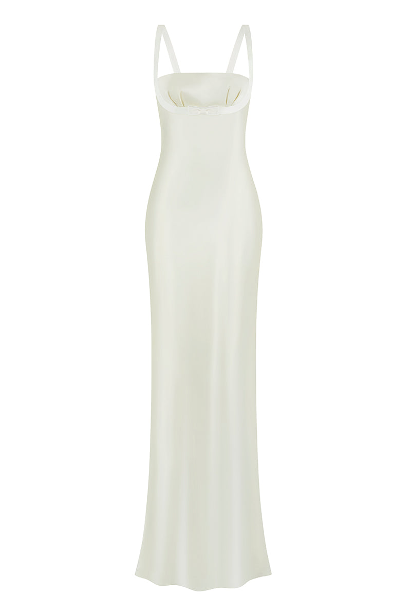 MINI BOW MAXI DRESS IN LIGHT YELLOW