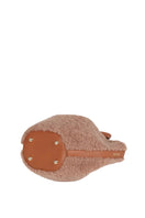 Saonara Mini Capazo Cozy top handle bag in caramel with woven texture and rounded shape, stylish and compact for everyday use.
