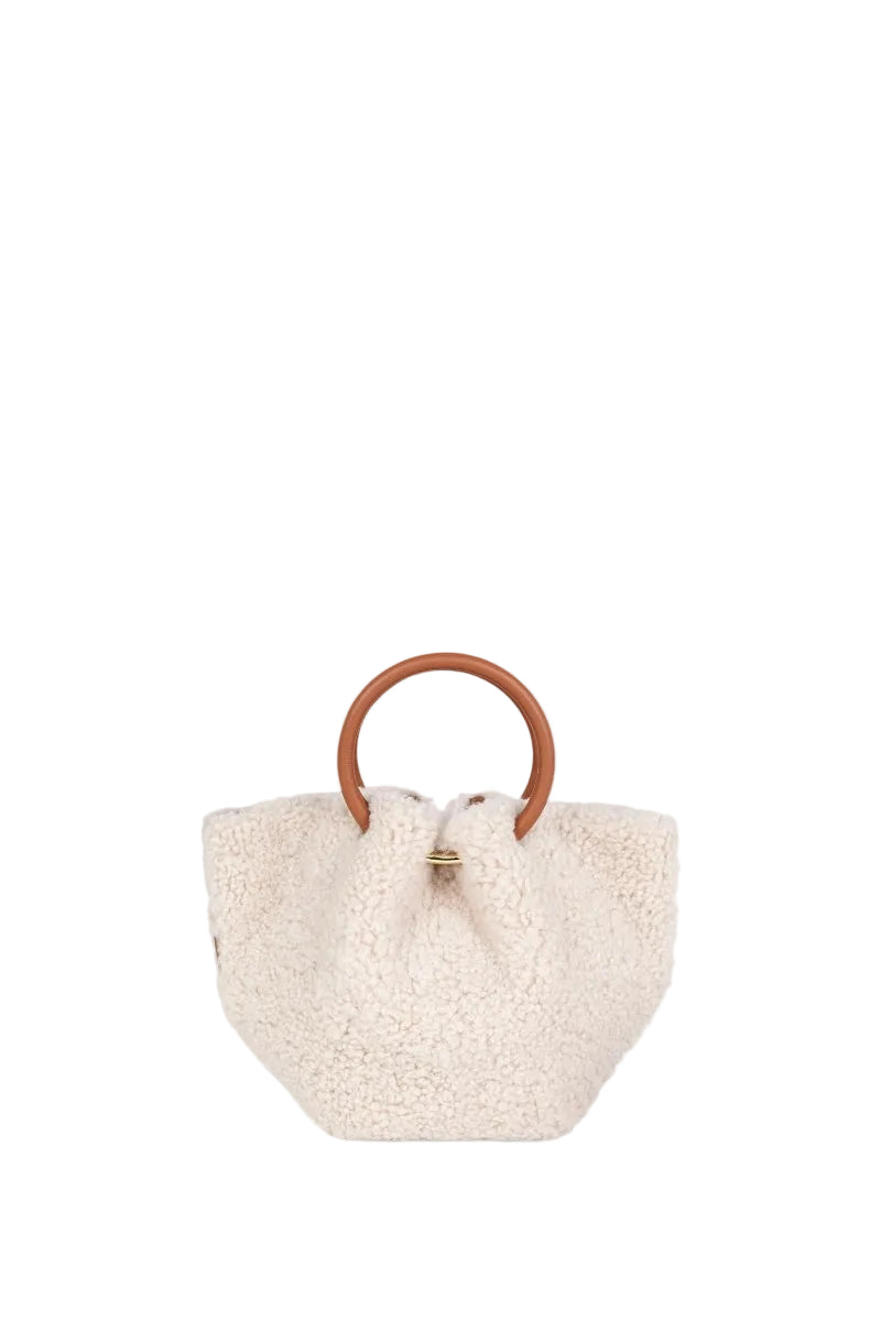 Mini Capazo Cozy off-white top handle bag by Saonara, featuring a compact design and soft textured material.