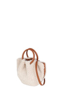 Saonara mini capazo cozy top handle bag in off-white with soft, textured material and compact design.