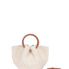 Mini Capazo Cozy off-white top handle bag by Saonara, featuring a compact, stylish design with soft material and elegant handles.