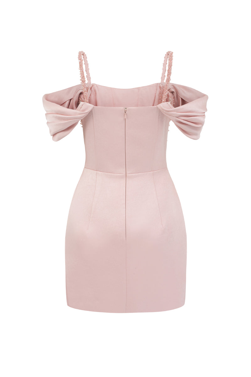 I.H.F Studio Off-Shoulder Bustier Mini Dress in Light Pink | Cult Mia I.H.F Studio Off-Shoulder Bustier Mini Dress in Light Pink | Cult Mia