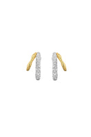 Jude Benhalim Mini Harmonia earrings, small mixed-metal hoop earrings with intricate design, shown on a white background.