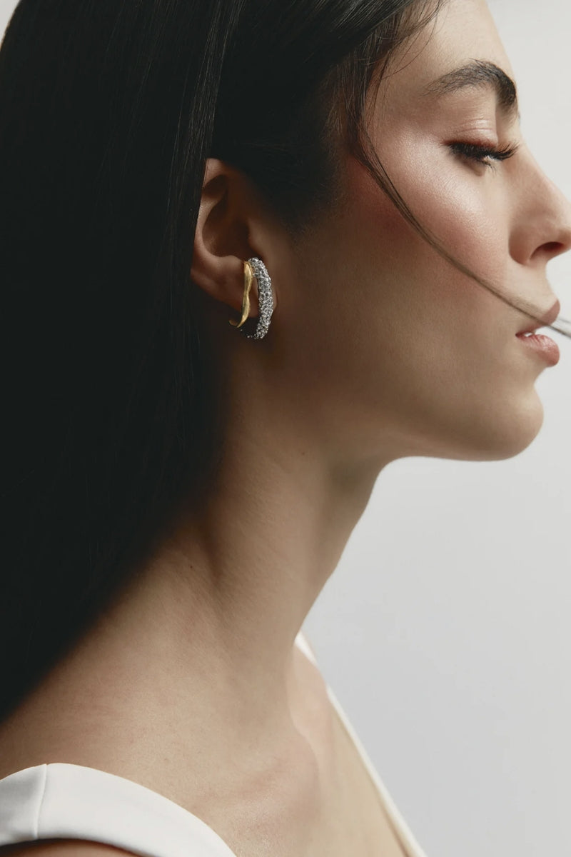 Mini Harmonia earrings by Jude Benhalim featuring mixed metal design and delicate craftsmanship.