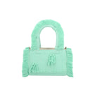 Bani Mini Poka Aqua top handle bag with a compact design and vibrant aqua color, featuring a sleek handle and stylish look.