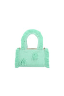 Bani Mini Poka Aqua top handle bag with a compact design and vibrant aqua color, featuring a sleek handle and stylish look.
