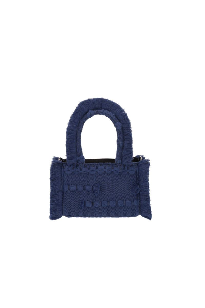 MINI POKA NAVY BLUE TOP HANDLE BAGS - CULT MIA
