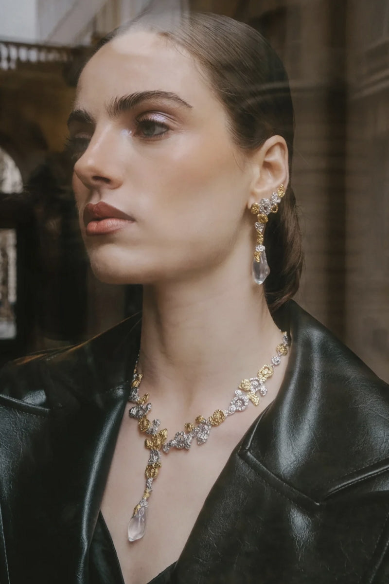 Mini Riverstone earrings by Jude Benhalim featuring mixed stone designs, shown on a white background.