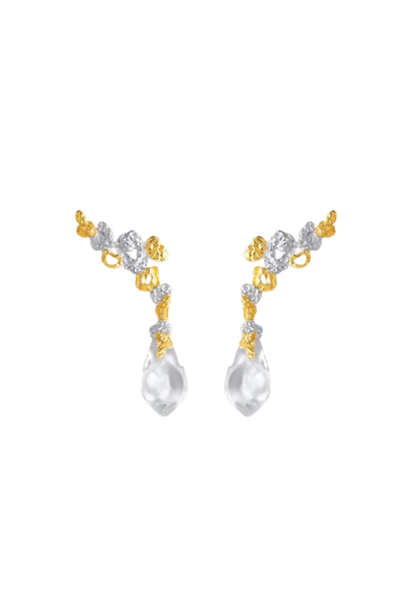 Jude Benhalim mini riverstone earrings featuring small, mixed-colored riverstone beads on silver hooks.