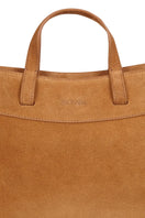 Saonara camel suede mini shopping bag with shoulder strap, stylish and compact accessory for everyday use.