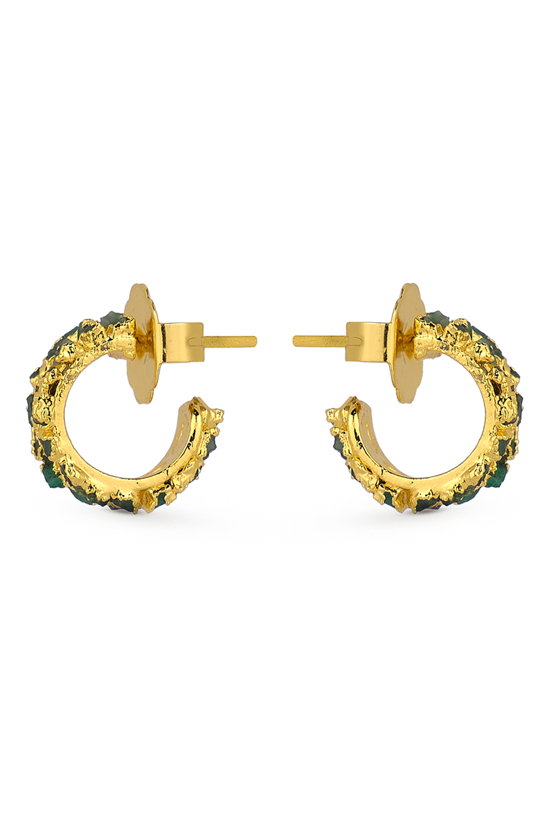 Gold mini squared hoop earrings by Fenomena, featuring a sleek geometric design for a modern jewelry look.
