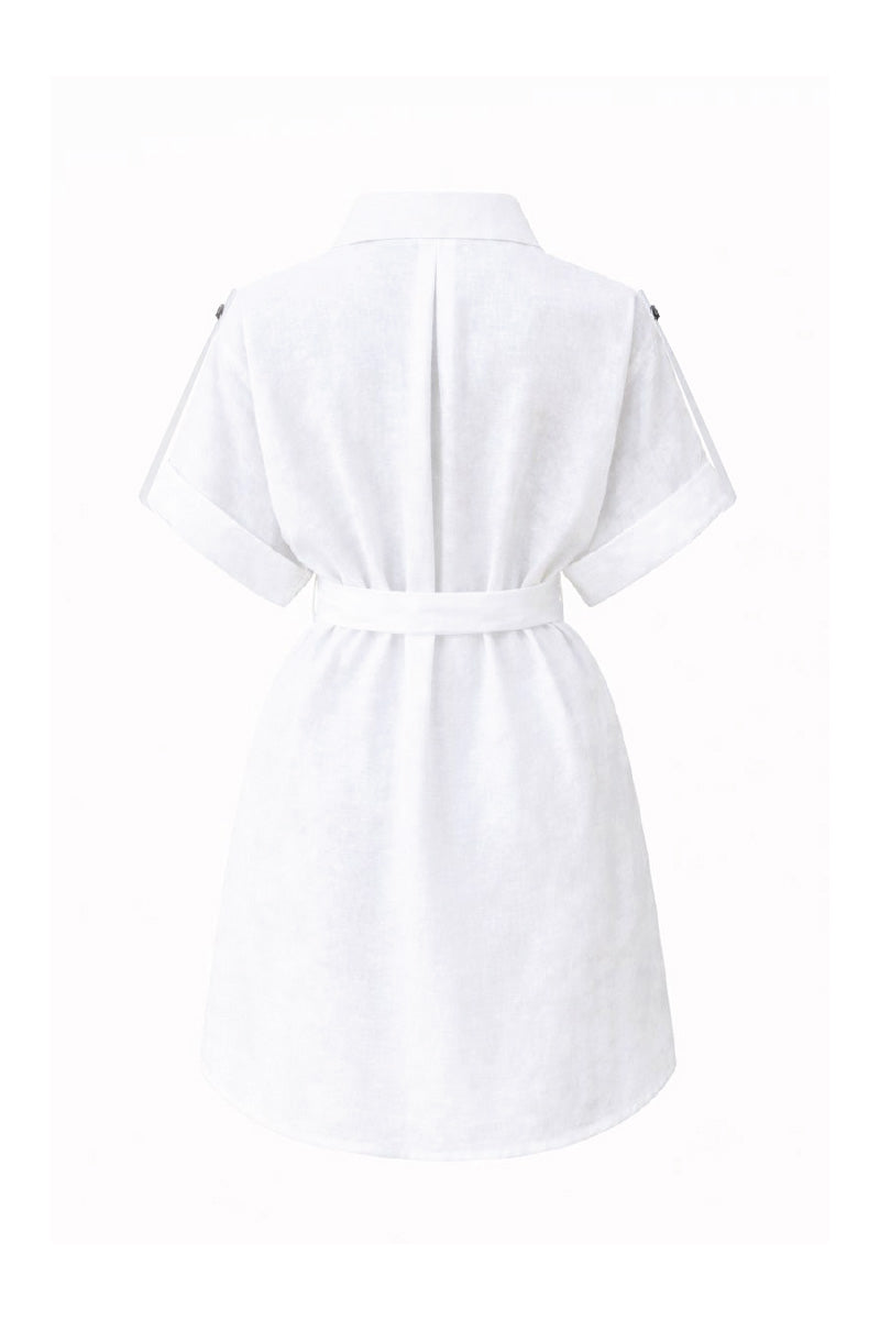 White Minita blouse by ANA + MARIA, displayed on a mannequin with a relaxed fit and stylish design.