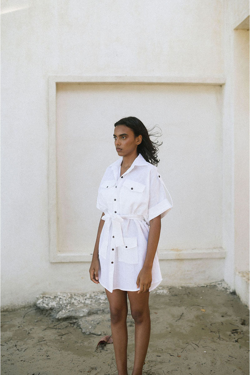 White Minita blouse by ANA + MARIA, featuring a stylish, lightweight top with a relaxed fit and soft fabric.