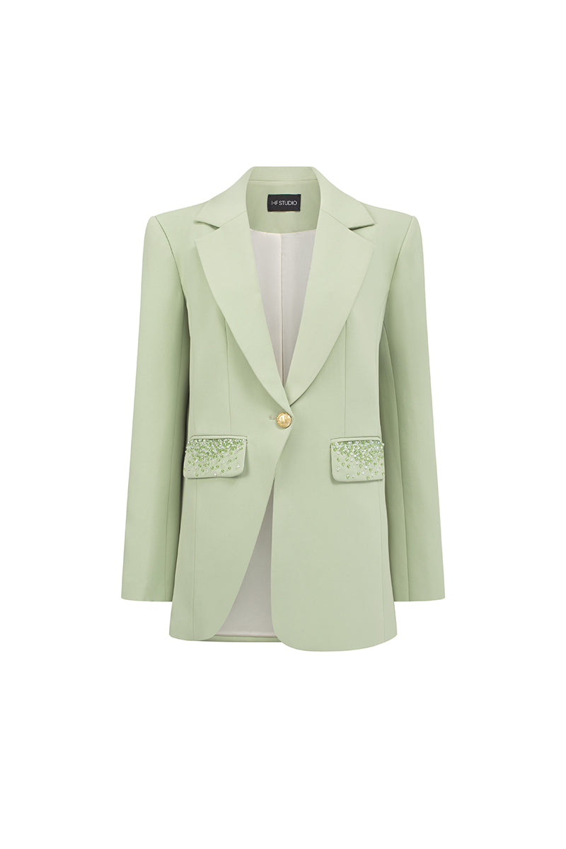 SINGLE BREASTED BLAZER IN MINT - CULT MIA