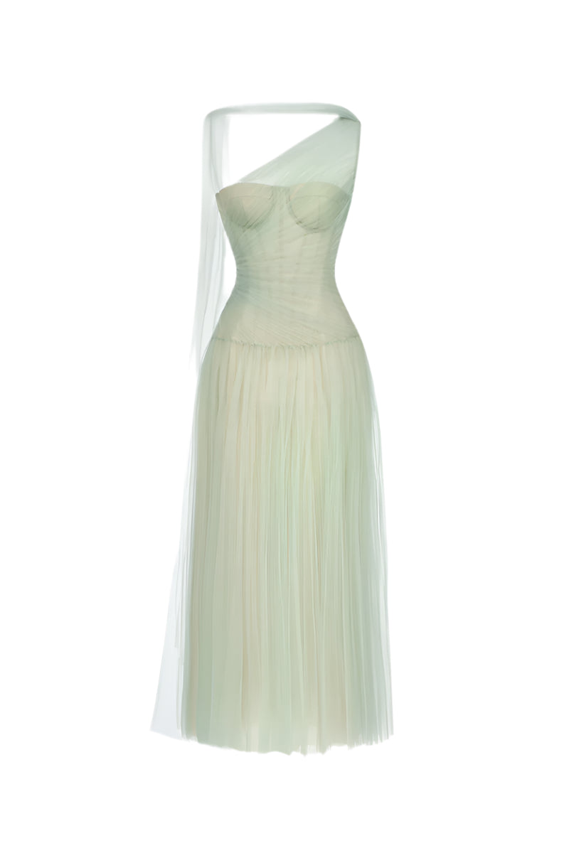 MINT DRAPED MIDI DRESS - CULT MIA