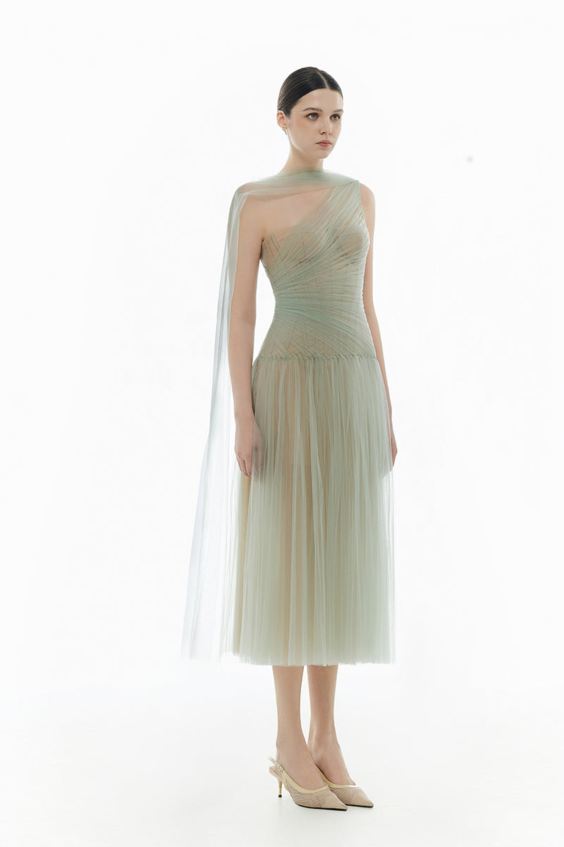 MINT DRAPED MIDI DRESS - CULT MIA
