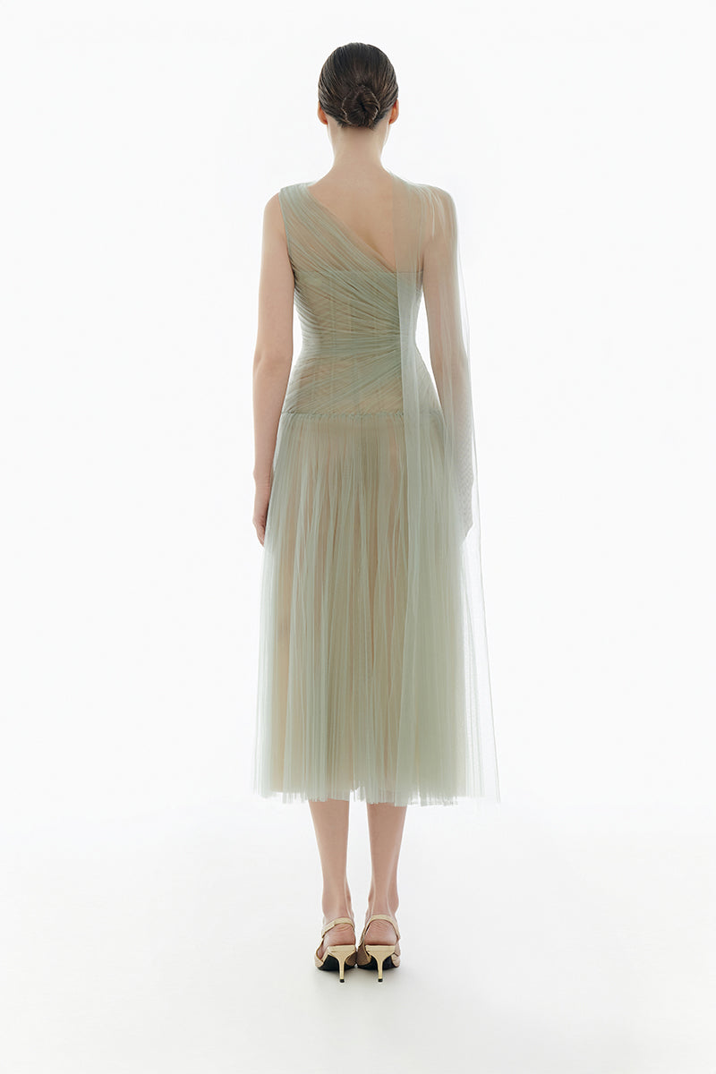 MINT DRAPED MIDI DRESS - CULT MIA