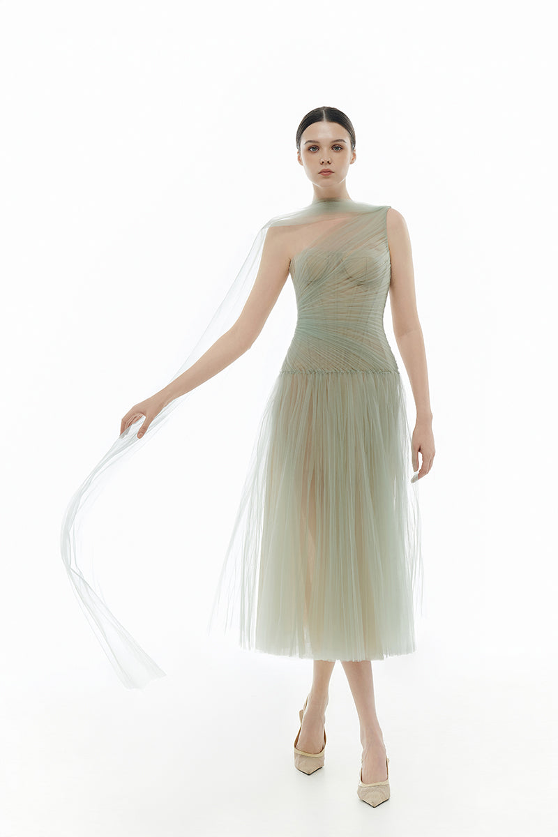 MINT DRAPED MIDI DRESS - CULT MIA