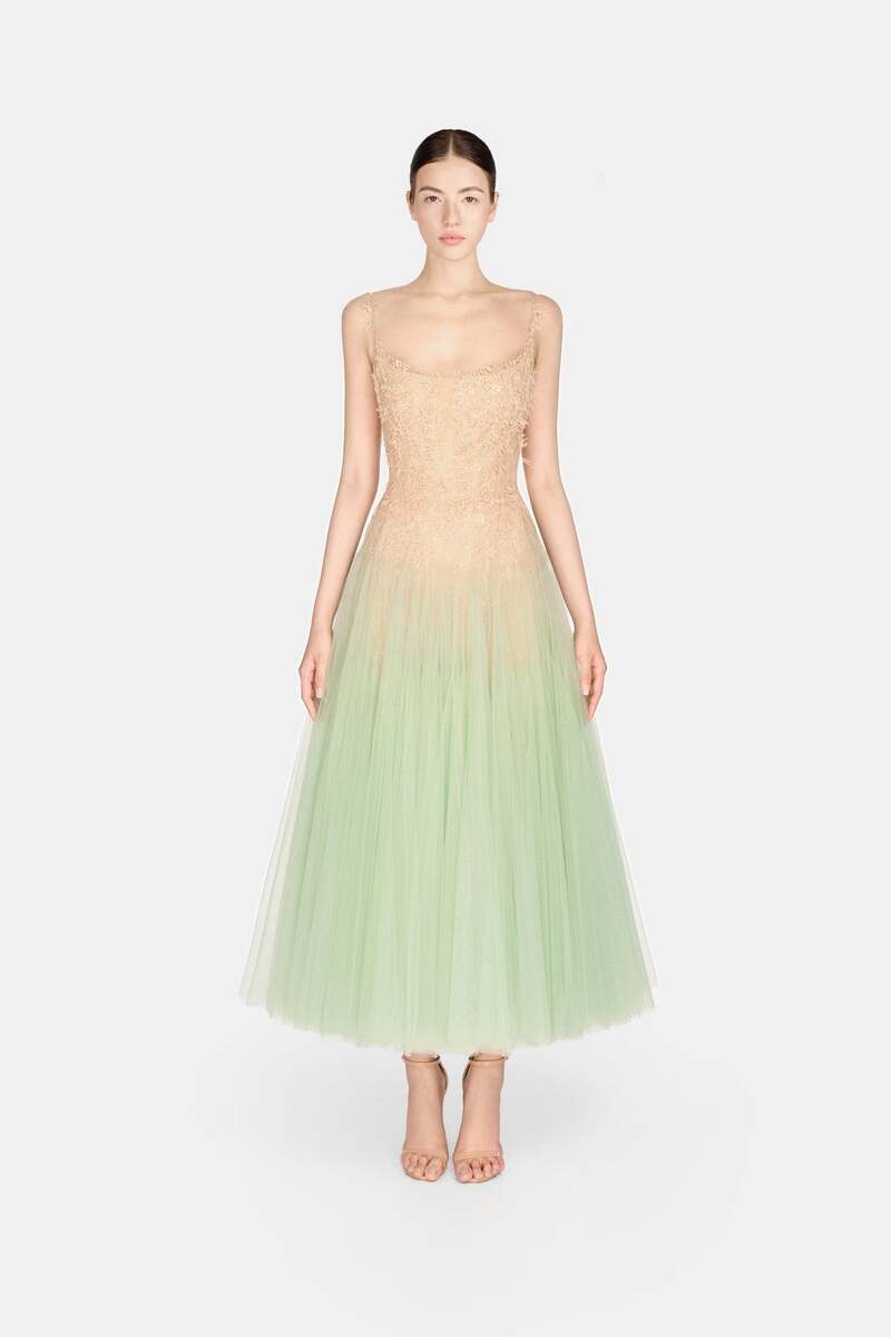 MINT OMBRE LACE MIDI DRESS