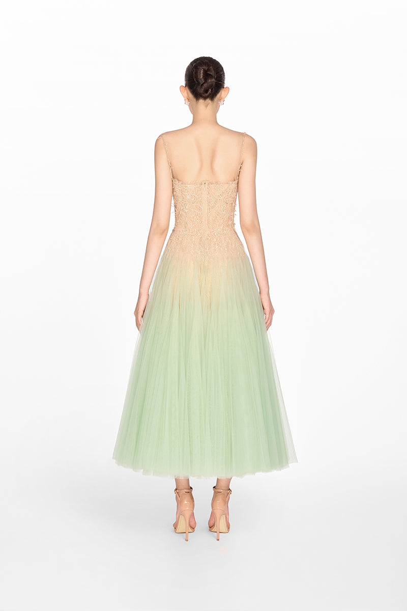MINT OMBRE LACE MIDI DRESS - CULT MIA