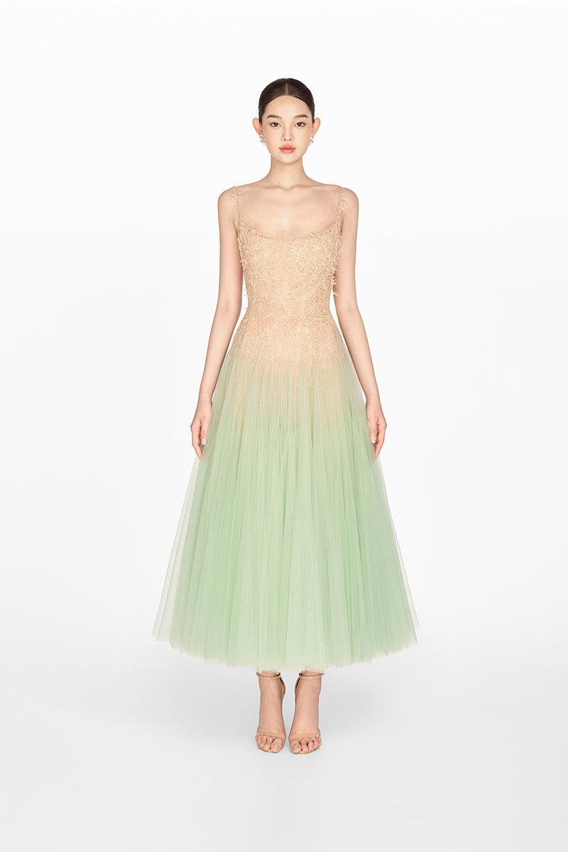 MINT OMBRE LACE MIDI DRESS - CULT MIA