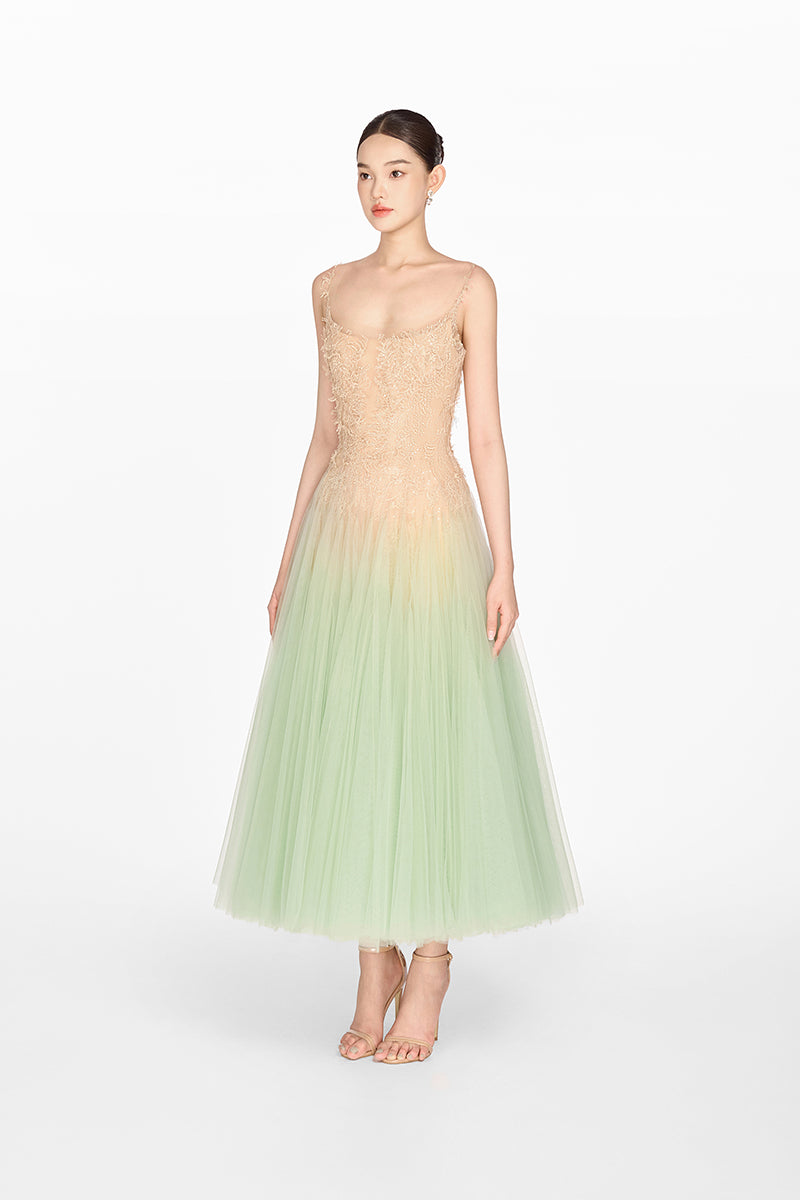 MINT OMBRE LACE MIDI DRESS - CULT MIA