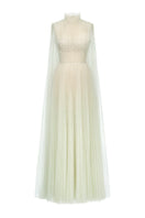 Mint smocked lace maxi dress by Montsand, flowing fabric with intricate lace details perfect for elegant summer occasions.
