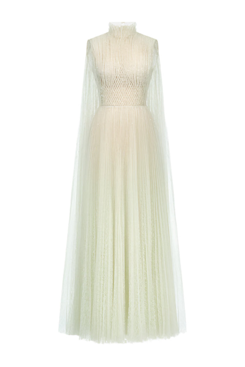 Mint smocked lace maxi dress by Montsand, flowing fabric with intricate lace details perfect for elegant summer occasions.