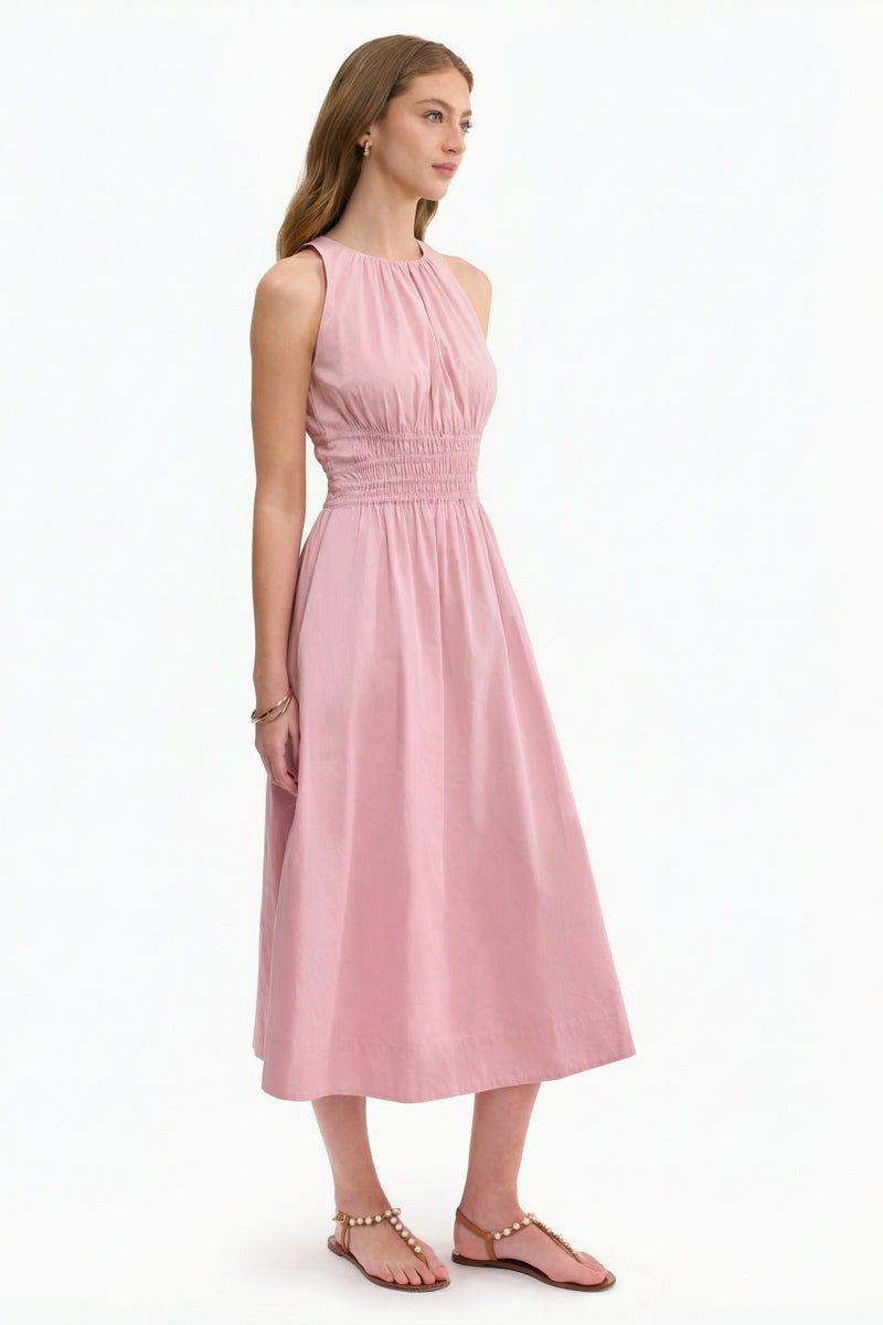 Rebecca Taylor Emelia vintage rose midi dress, mint-colored fabric with floral pattern, flowing silhouette, and elegant design.