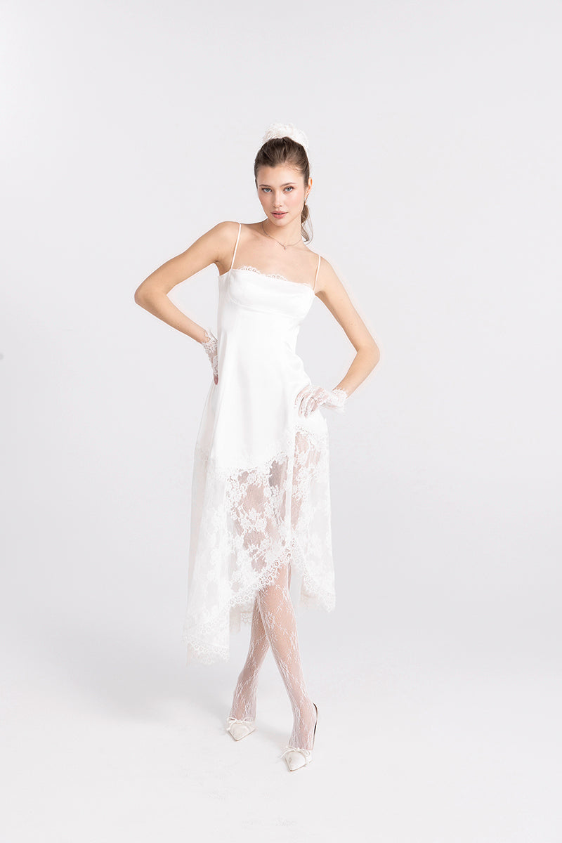 white satin midi dress Nana Jacqueline MIRABELLE SATIN MAXI DRESS