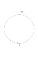 Silver Mirabelle necklace by Nana Jacqueline featuring a delicate teardrop pendant on a fine chain.