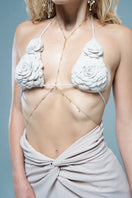 Mirel Prentice crochet flower bra top, knit crochet design, floral details, sleeveless women's fashion top, stylish summer wear