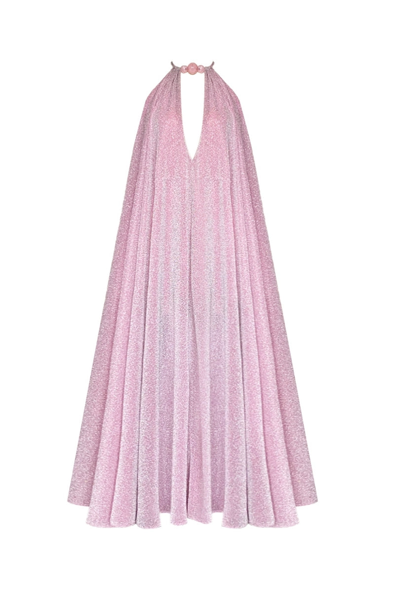 Gigii's Mirissa Maxi Dress displayed on a hanger, featuring flowing fabric and a stylish, bohemian design perfect for summer wear.