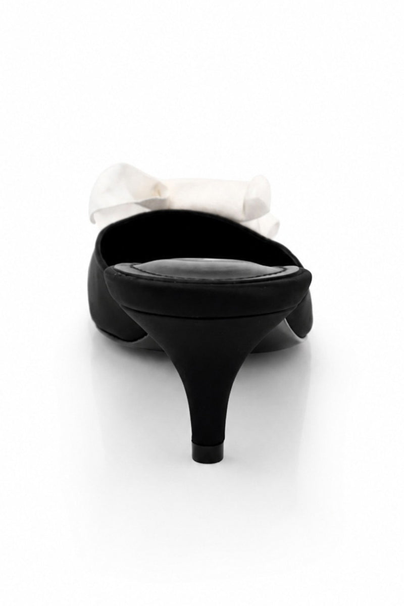 Black YASSMIN SALEH Mist Heels with ghost-back design, stylish high heels for elegant footwear.
