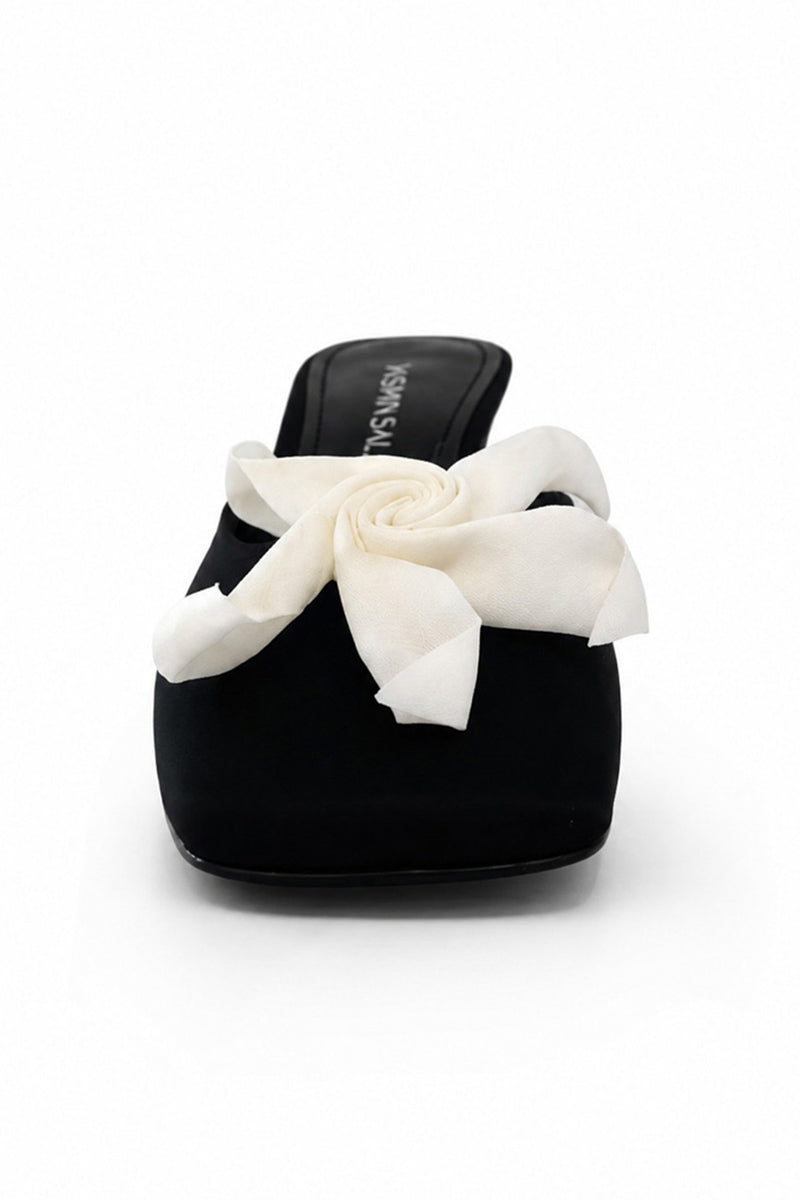 Black Mist Heels by Yassmin Saleh featuring a stylish ghost front design and elegant heel for fashionable footwear.