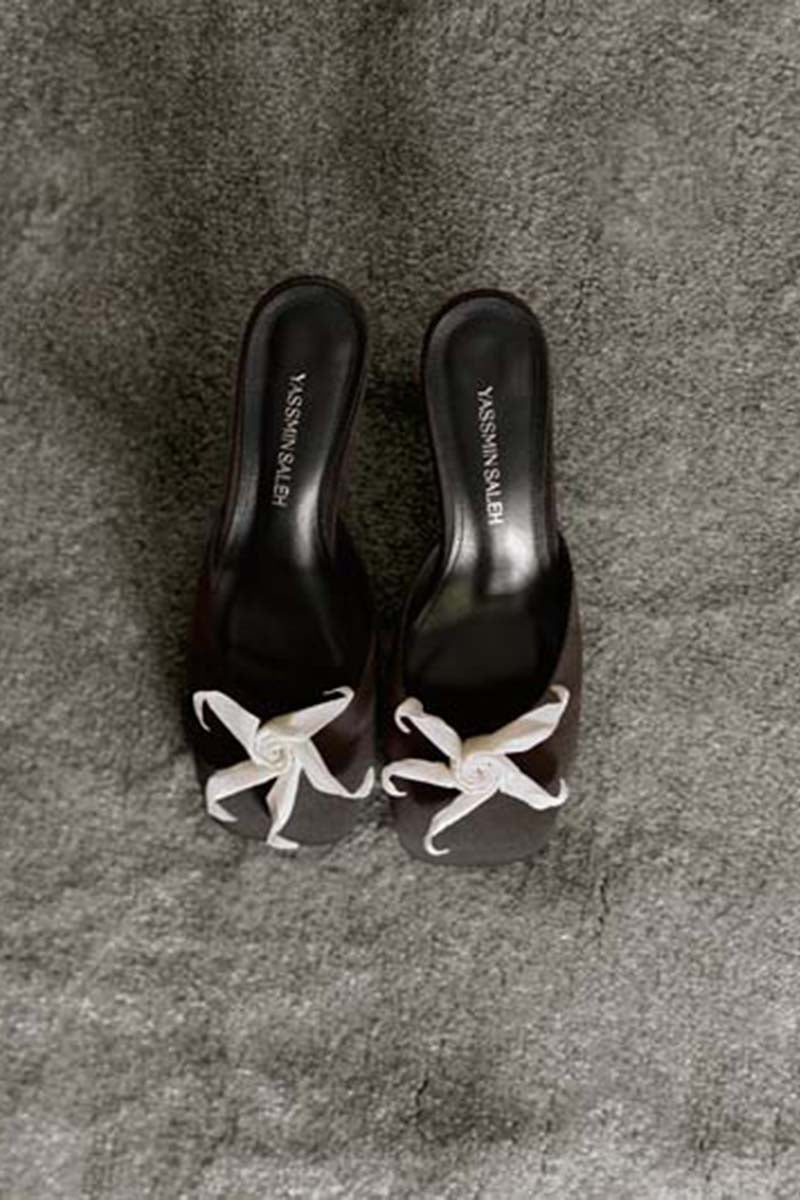 Brown Mist Heels by Yassmin Saleh showing the front view with sleek design and stylish heel detail.