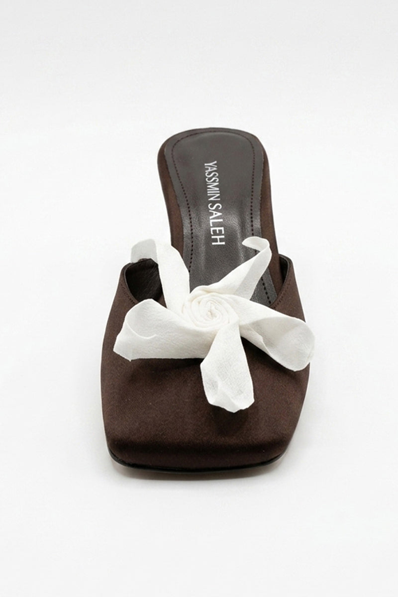 Brown Mist Heels by Yassmin Saleh with ghostly front design, stylish heels for elegant occasions.