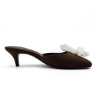 Brown Mist heels by Yassmin Saleh featuring stylish, pointed toe design and slender heel for elegant footwear.
