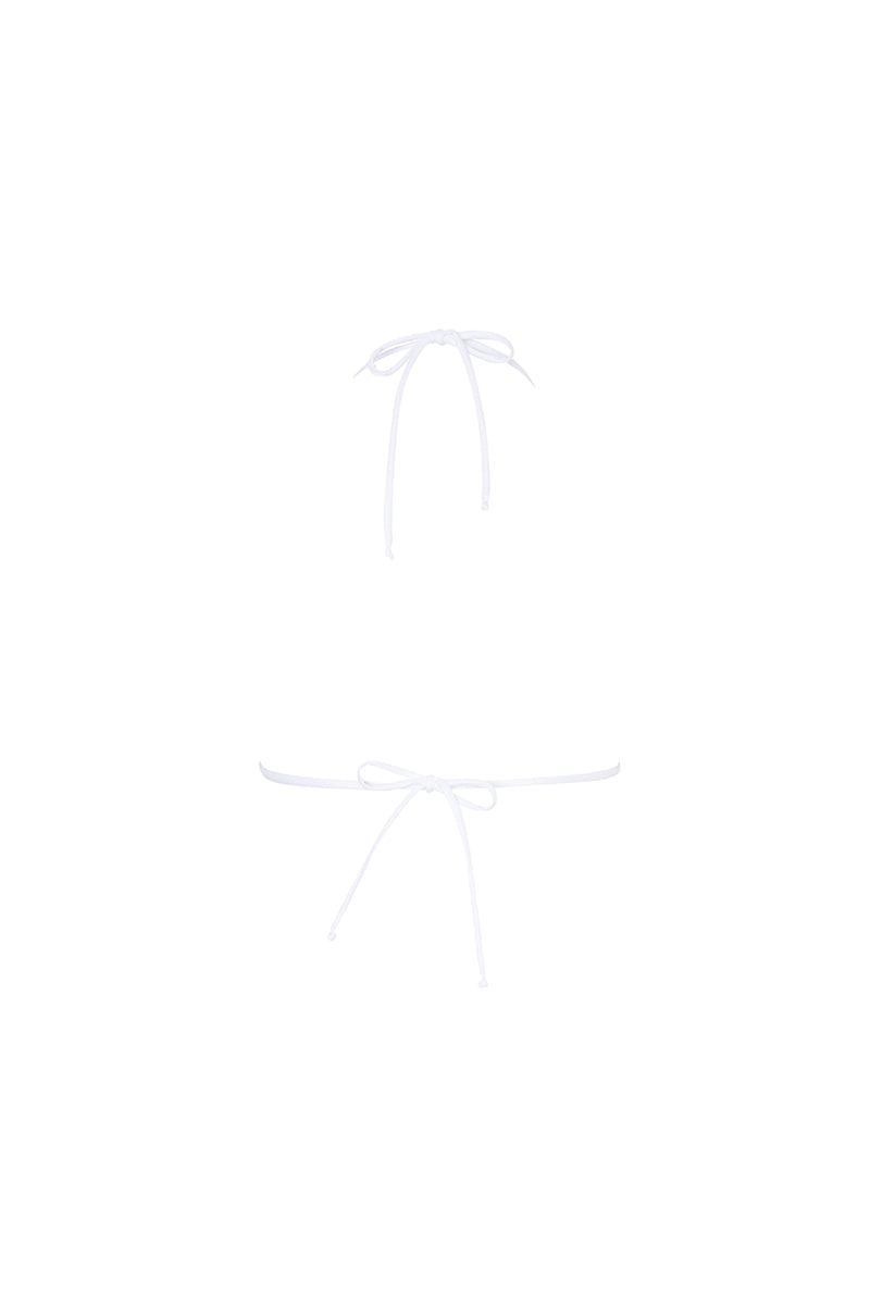 Verdelimon MOA bikini top in cherry and white with adjustable straps, shown from the back, stylish and comfortable swimwear.