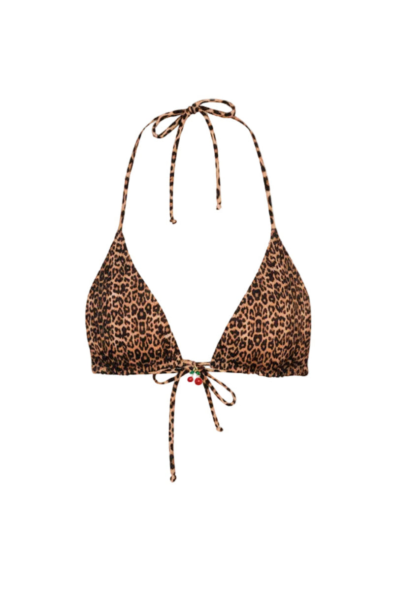 Verdelimon MOA bikini top in leopard print, featuring a stylish design with adjustable straps and a flattering fit.