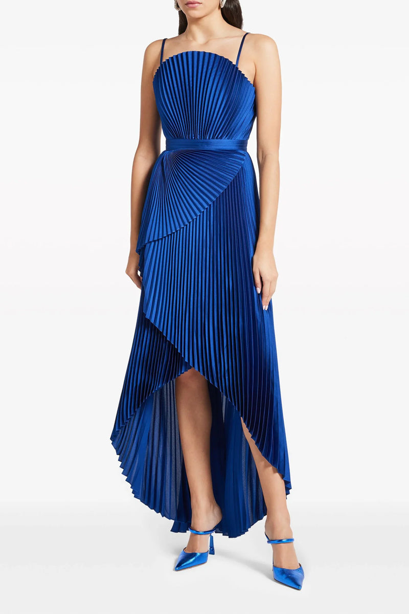 PLEATED CAPRI DRESS IN NAVY - CULT MIA