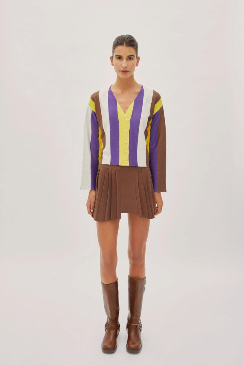 MONACO MULTI-COLOURED STRIPED CARDIGAN - CULT MIA