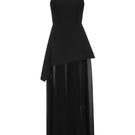 Elegant black gown with matching scarf from MATTERS, featuring a sleek design and stylish details, perfect for formal occasions.