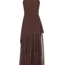 Matters Monaco brown gown with matching scarf, elegant long dress featuring a sophisticated design and stylish accessories.