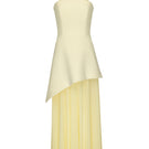 Matters Monaco butter yellow gown with matching scarf, elegant dress featuring flowing fabric and stylish design.